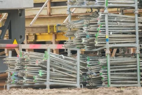 Stacked material on the construction site Foto stock