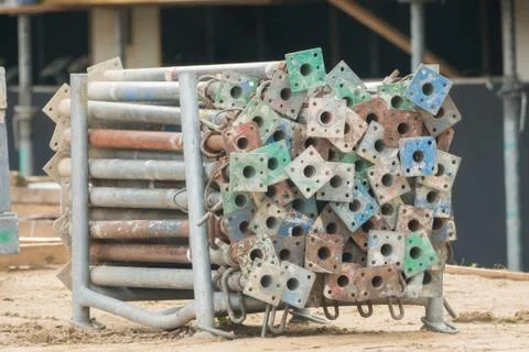 Stacked material on the construction site Stock Photos