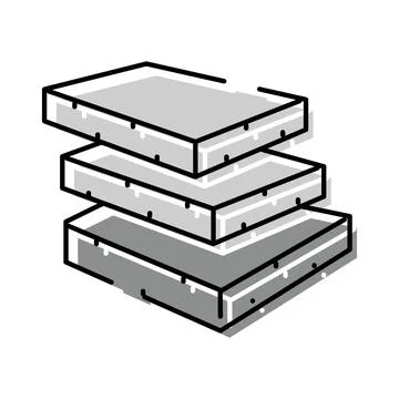 Stacked material layers forming a three dimensional outline icon Illustrazione stock