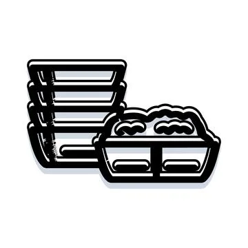 Stacked meal prep containers and food box Stock Illustration