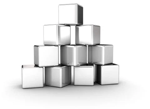 Stacked metal cubes pyramid shape Stock Illustration