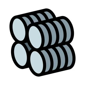 Stacked metal cylinders raw materials industrial manufacturing 库存插图