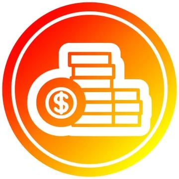 Stacked money circular in hot gradient spectrum Ilustração Stock