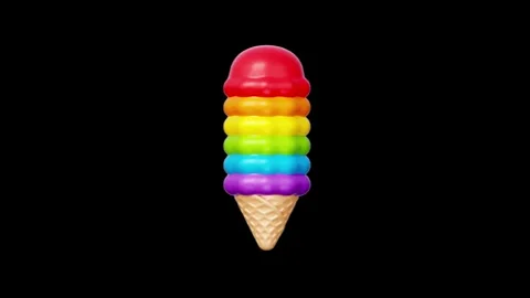 Stacked Multi Colored Ice Cream Scoops in Rainbow Flag Hierarchy. Stock Footage 340283500