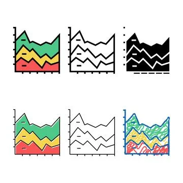 Stacked multipack area chart color icon vector Illustrazione stock