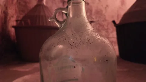 Stacked of old wine bottles in the cellar Stock Footage 318229229