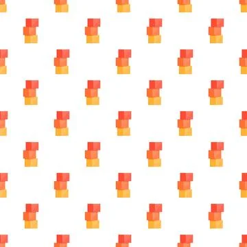 Stacked orange and red cubes seamless pattern イラスト素材