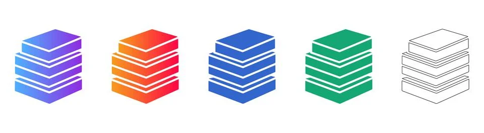 Stacked Paper Documents Icon Set Illustration