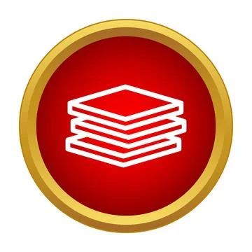 Stacked paper layers icon in red circle Illustrazione stock
