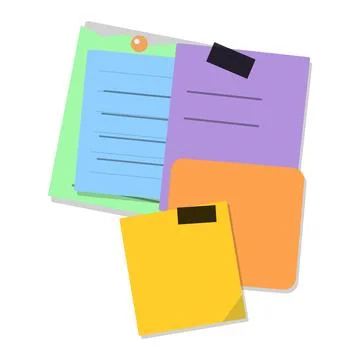 Stacked paper memo collection vector illustration isolated on white Stock Illustration