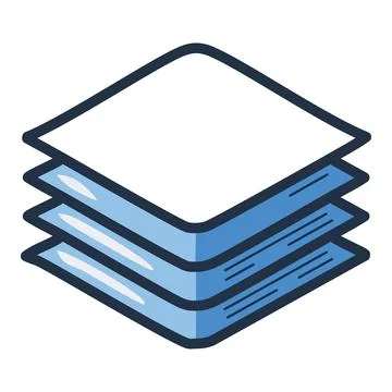 Stacked papers icon design. Blue and white icon representing stacked papers.. イラスト素材