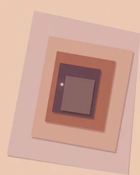 Stacked pastel photo frames sit on a soft beige background, creating a calm.. Ilustração Stock