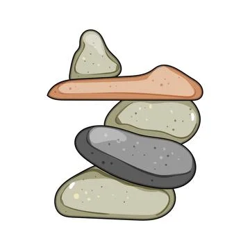 Stacked pebbles creating a cairn symbolizing balance and stability Stock Illustration