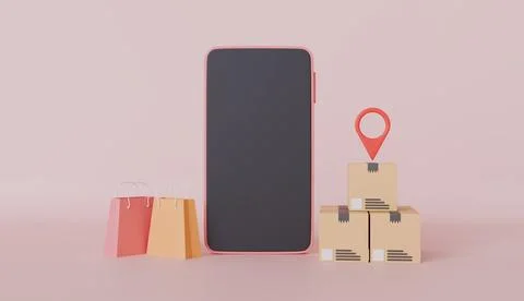 Stacked pile boxes of sealed goods, location pin point, personal stuff home Stock Illustration