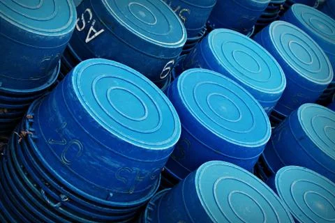 Stacked plastic containers Stock Photos