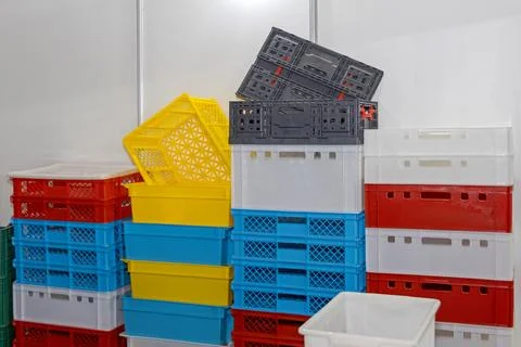 Stacked Plastic Crates Stock Photos
