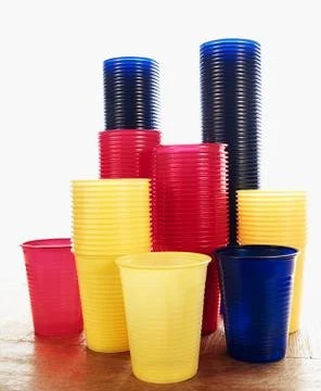Stacked plastic cups Stock Photos