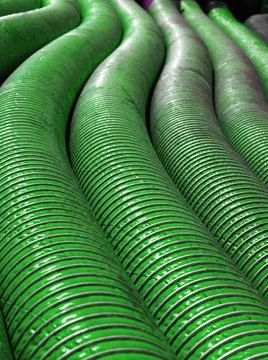 Stacked plastic cups in tubes Stock Photos