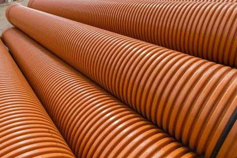 Stacked plastic pipes 스톡 사진