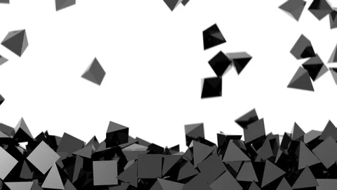 Stacked pyramids background - falling many black pyramids - on white (FULL HD) Video stock 111773563