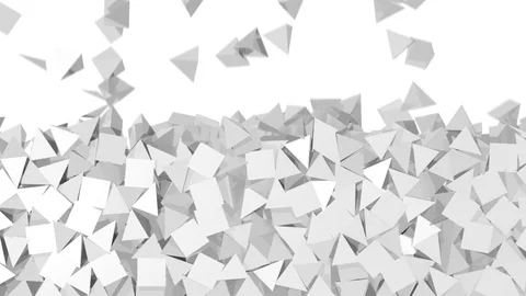 Stacked pyramids background - falling small white pyramids - on white (FULL HD) 스톡 동영상 111774789
