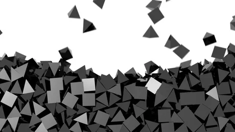 Stacked pyramids background - falling small black pyramids - on white (FULL HD) 스톡 동영상 111895943