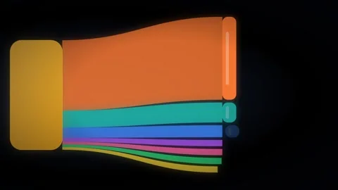 Stacked rainbow colored paper sheets fanned out for design element or color.. Stock Footage 347625833
