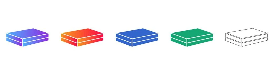 Stacked Rectangular Platform Icons in Five Styles Stock Illustration