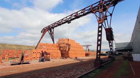 Stacked red bricks Stock Footage 62471418