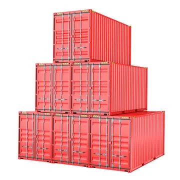 Stacked red cargo containers over white Stock Illustration