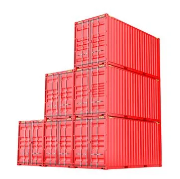 Stacked red cargo containers over white Stock Illustration