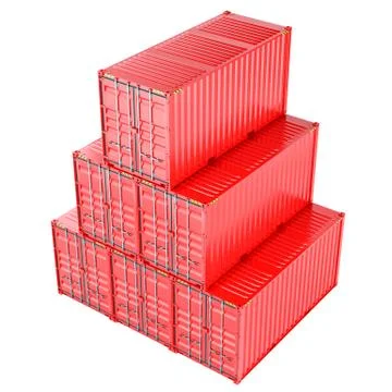 Stacked red cargo containers over white Stock Illustration