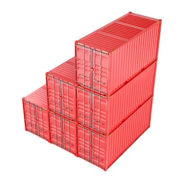 Stacked red cargo containers over white Stock Illustration