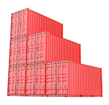 Stacked red cargo containers over white Stock Illustration