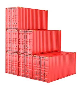 Stacked red cargo containers over white Stock Illustration