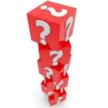 Stacked red cubes with question mark concept Stock Illustration