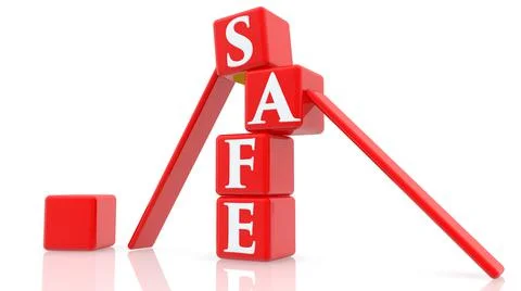 Stacked red cubes with safe concept Illustrazione stock