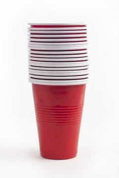 Stacked Red plastic cups Stock Photos