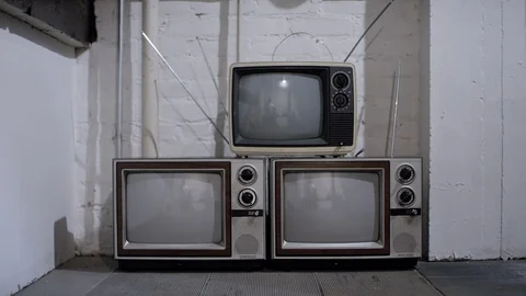 Stacked retro TVs Vídeo Stock 89152882