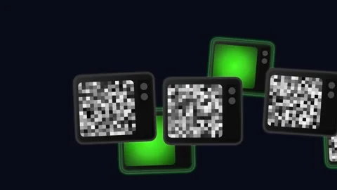 Stacked Retro Vintage Multiple Retro Television Icons with Static and Green Stock Footage 340301176