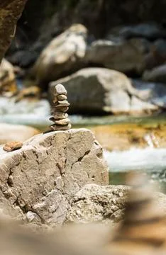 Stacked rock tower Stock Photos