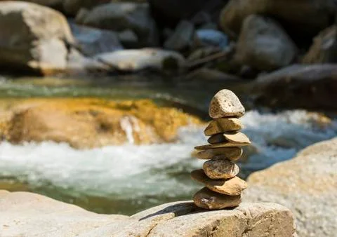Stacked rock tower Stock Photos