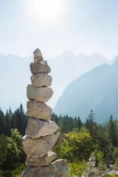 Stacked rock tower Stock Photos