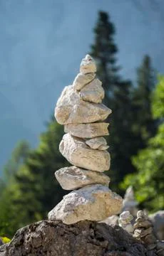 Stacked rock tower Stock Photos
