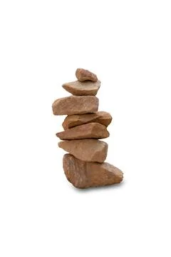 Stacked rocks on white background. Stock Photos
