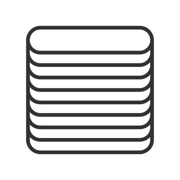 Stacked rounded layers, icon in line design. stacked, layers, rounded, shape Stock Illustration