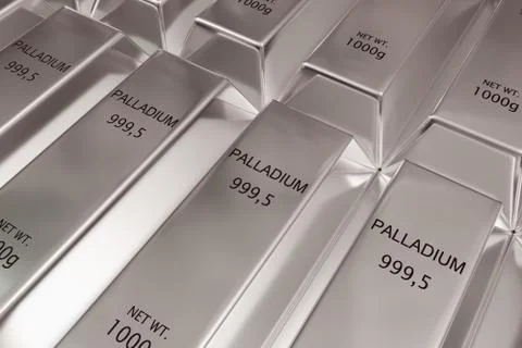 Stacked rows of shiny palladium ingots or bars background - precious metal or 스톡 일러스트
