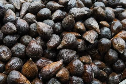 Stacked salak fruit displayed in a fruit shop is suitable for design needs,.. Stock-Fotos