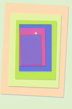 A stacked set of colorful paper frames in pastel hues creates a playful, mo.. Stock-Illustration