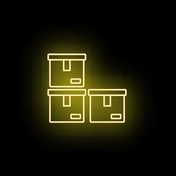 Stacked shipping boxes glowing neon yellow delivering concept Stock Illustration